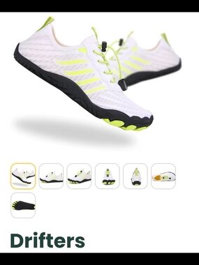 New Women 8 Men 7 White & Neon Green Bearefoot Shoes. Strengthens Feet